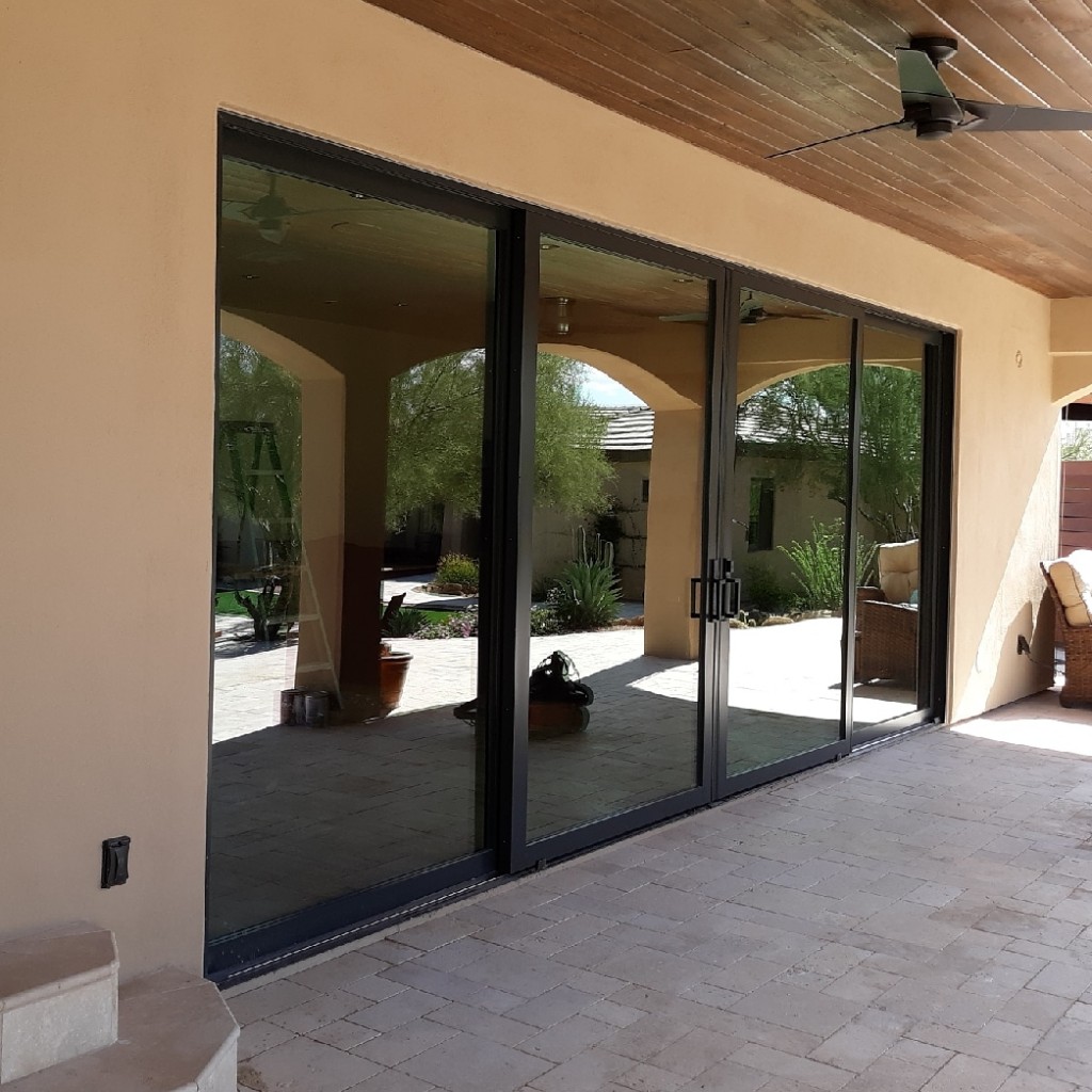 Arizona Window and Door in Scottsdale and Tucson showing black sliding french door on patio